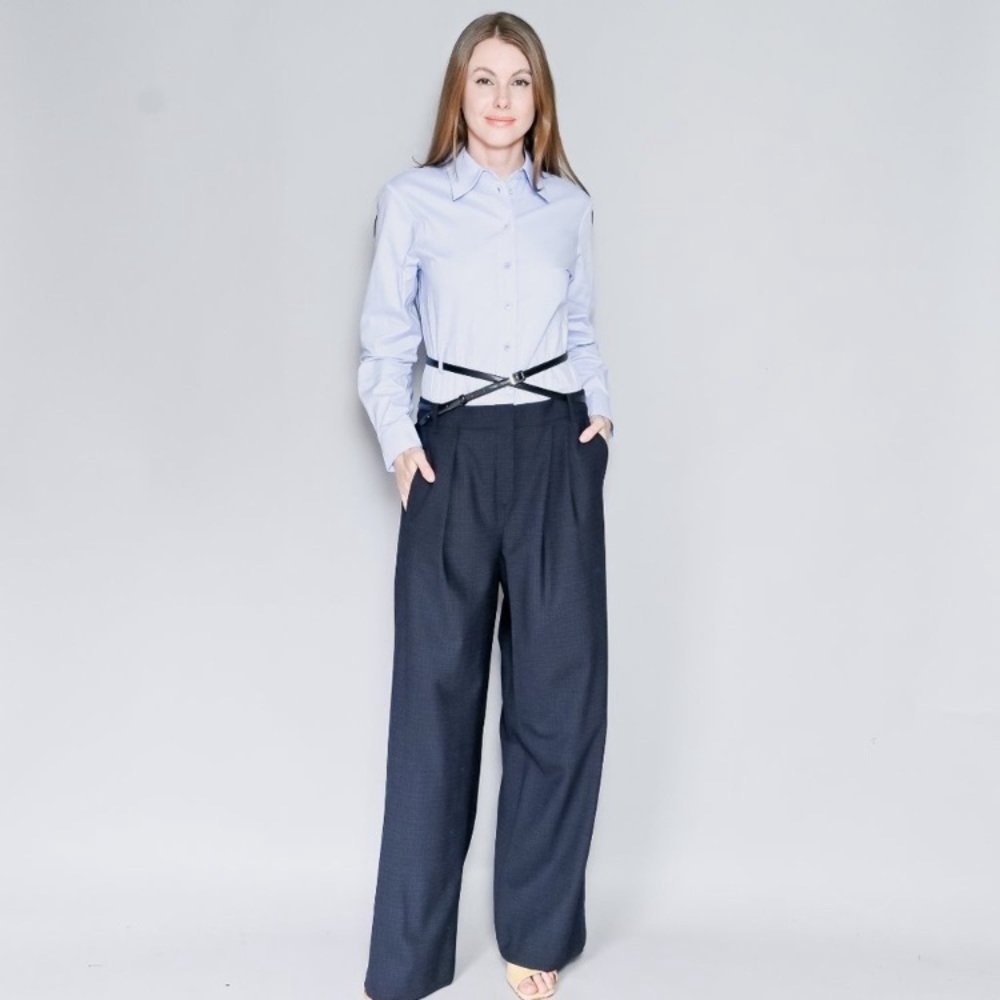 TIBI Norris Shirt Combo Suiting Jumpsuit